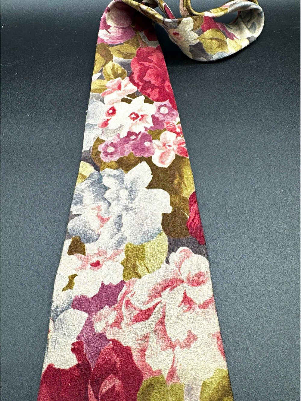 Vintage 90s Gitano Floral Microfiber Tie Fall Cottagecore 58” x 3.75”